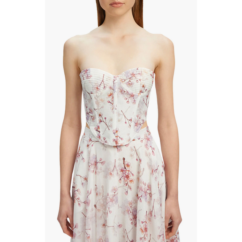 Bardot Gracious Floral Strapless Corset Top Blossom Size 2 2938